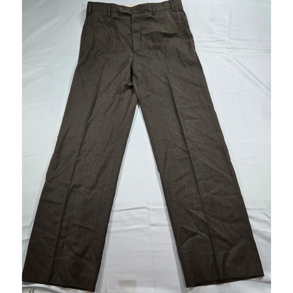 Zanella Nordstrom Todd Wool Trousers Grey Flat Front Dress Pants Italy 33
